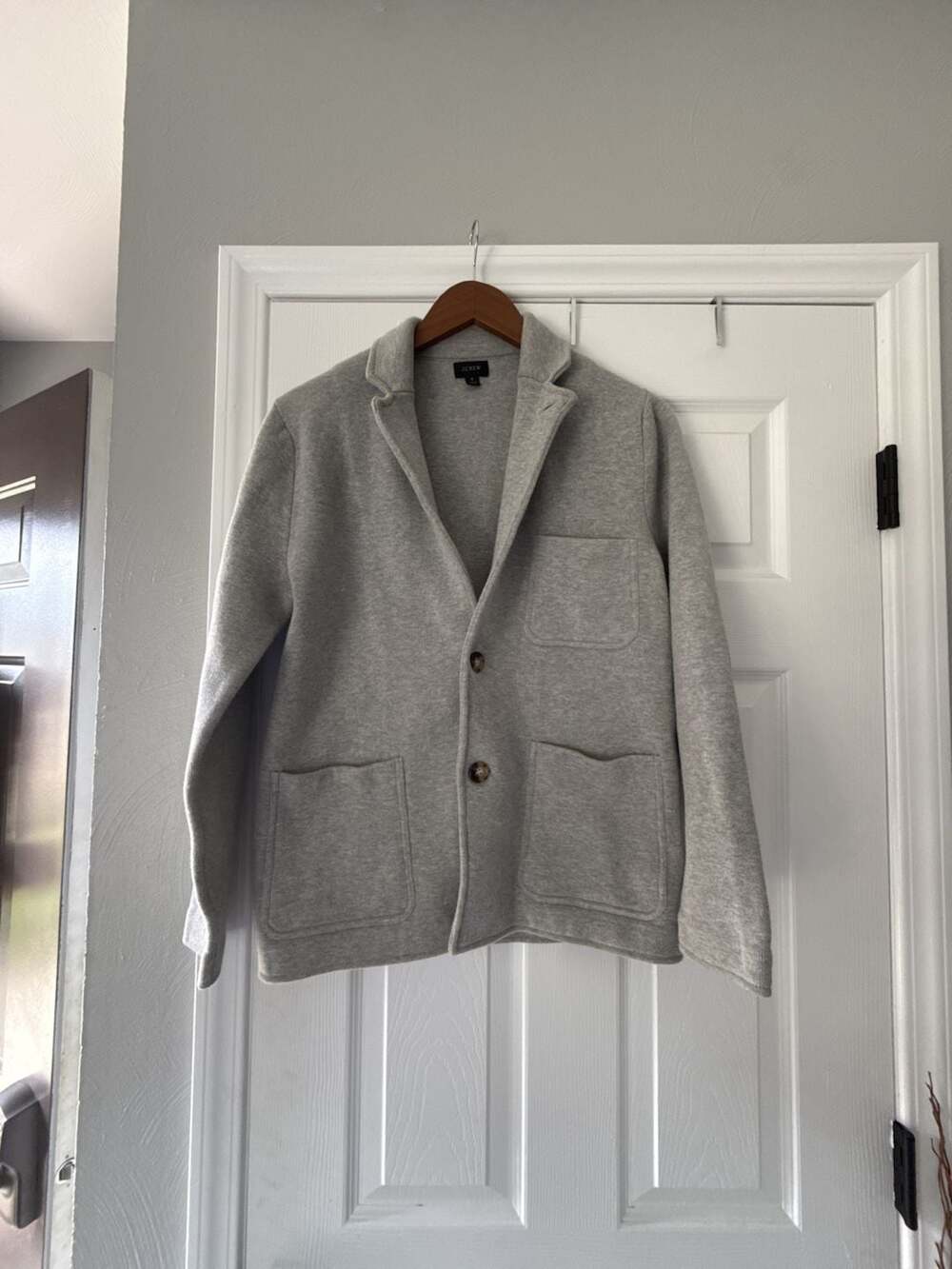 J. Crew Men's Heather Grey Cotton Knit Blazer Size S